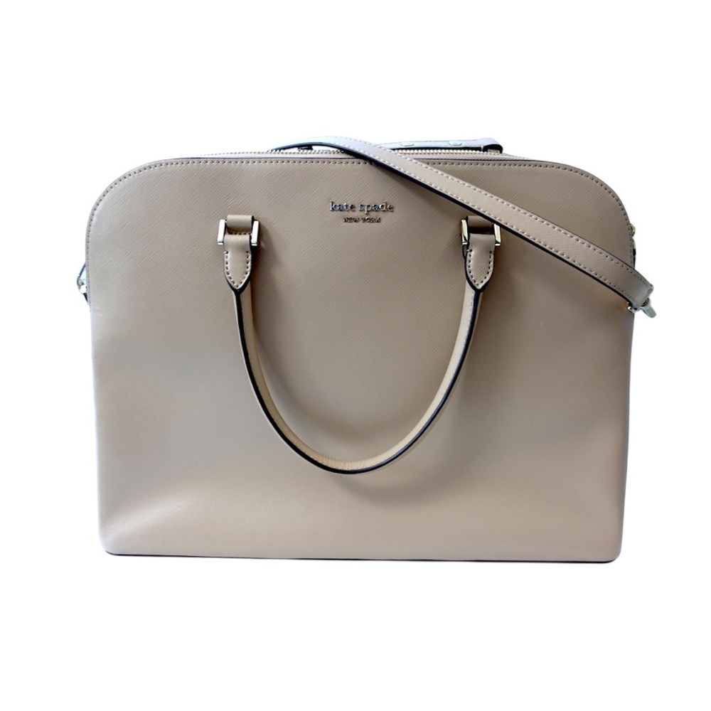 Kate Spade Beige Brown Saffiano Laptop Leather Bag